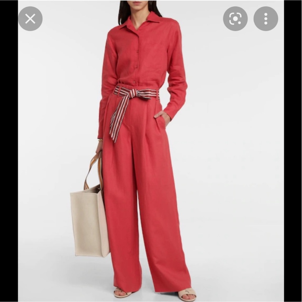 Italy Red Linen Trouser Pantsl